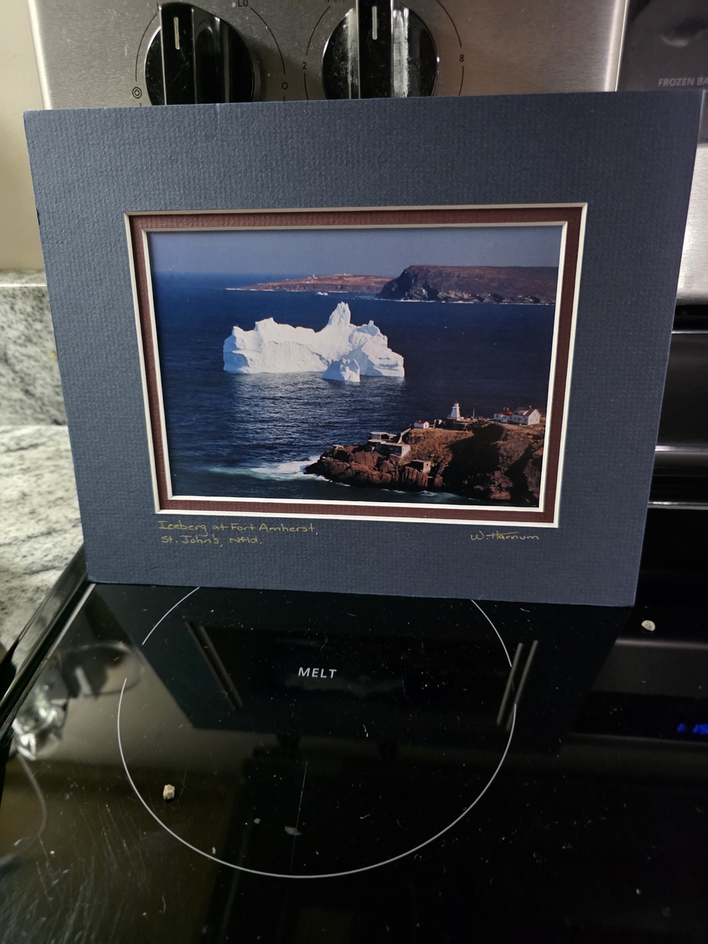 Framed Iceberg Coastal Print in Navy - Unbranded